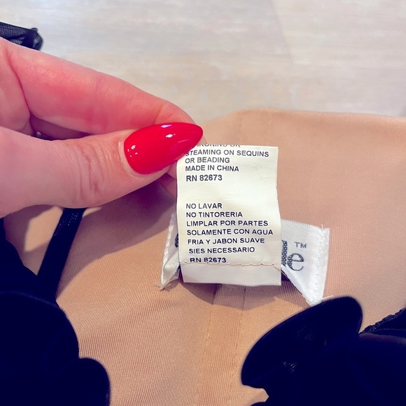 Ellie wilde Mon Cheri black ruffle lace off shoulder elegant dress beading lined - Picture 10 of 12